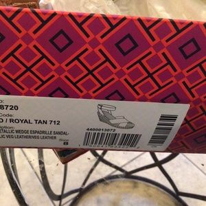 TORY BURCH BIMA METALLIC WEDGE. Espadrille womens  NEW IN BOX